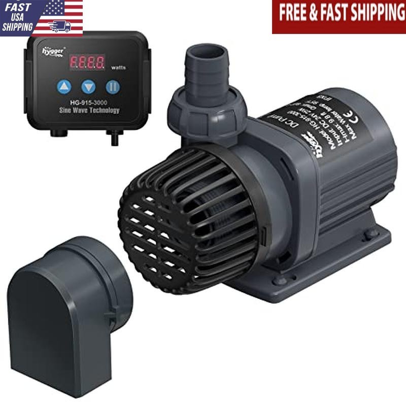 DC Water Pump 800 GPH Quiet Inline Submersible Sump Aquarium Controller New