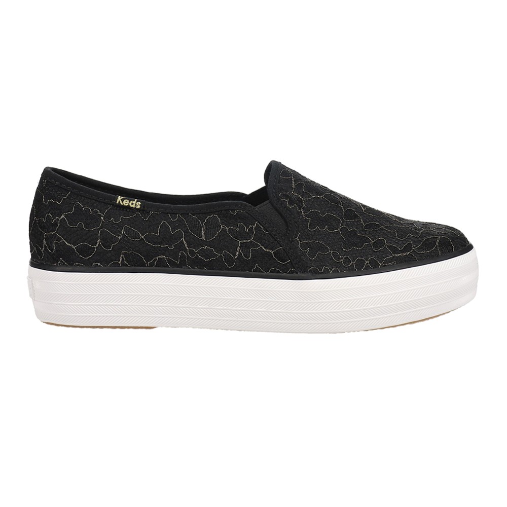 Keds Triple Decker Lace Celebrations Slip On  Womens Black Sneakers Casual Shoes