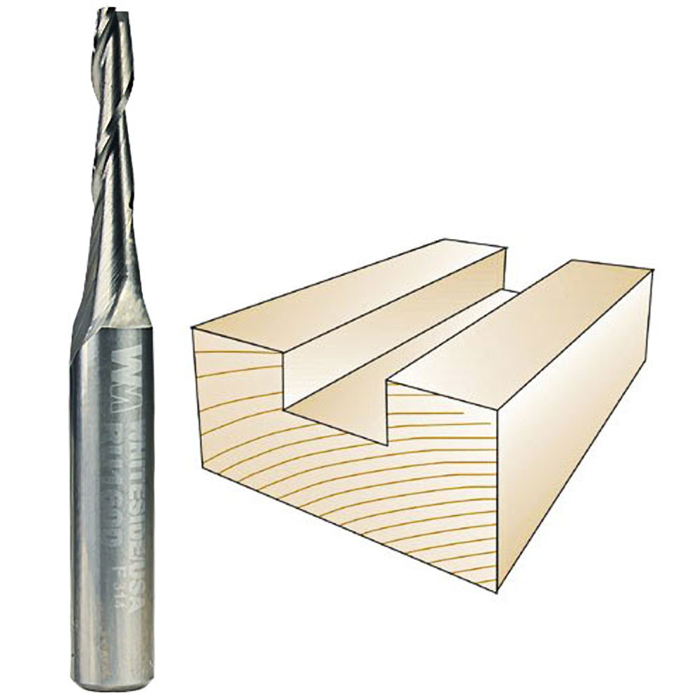 Whiteside Spiral Upcut Bit, 1/4 in. SH x 1/8 in. CD x 1/2 in. CL