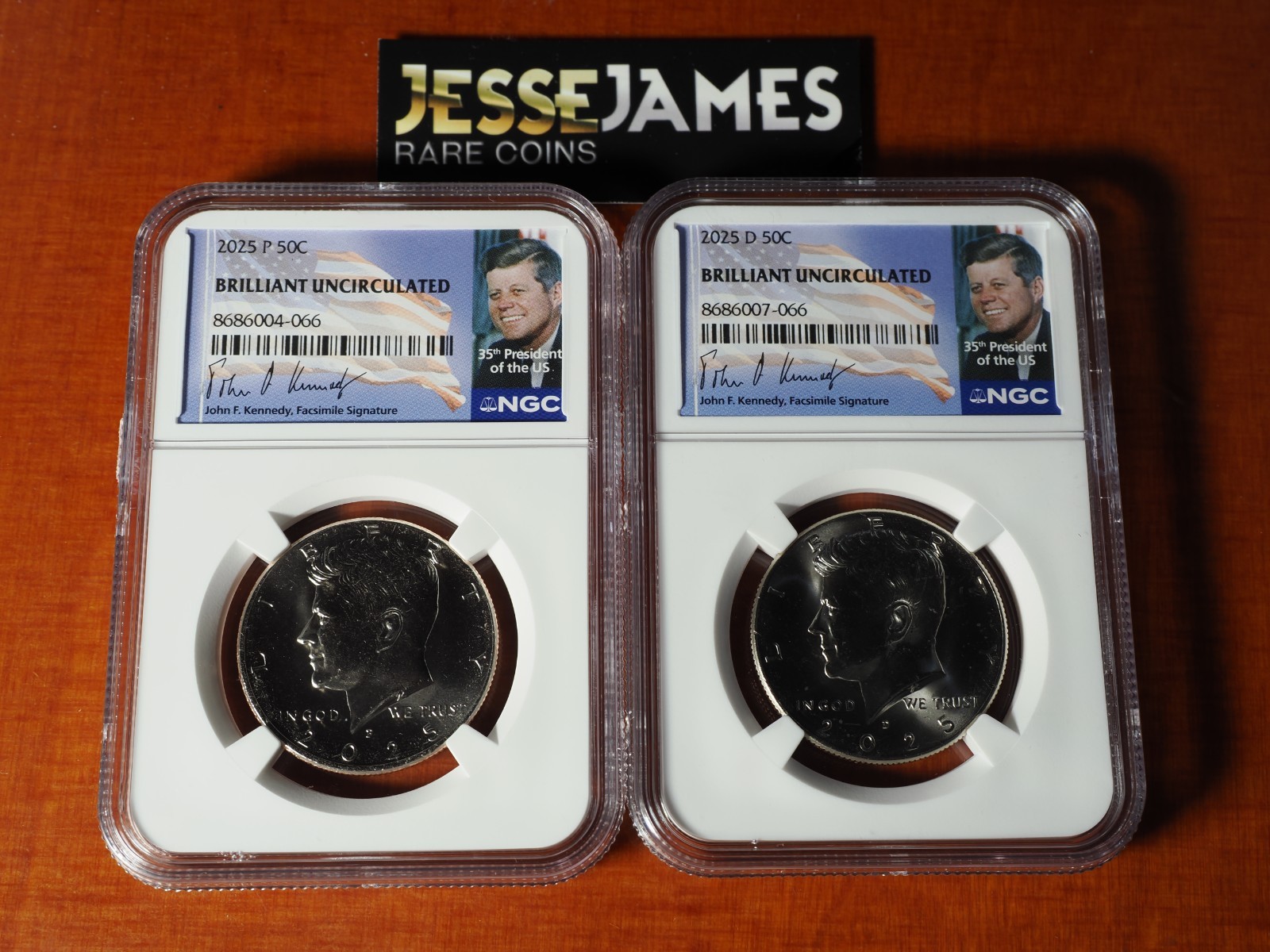 2025 D & P KENNEDY HALF DOLLAR NGC BRILLIANT UNCIRCULATED (BU) 2 COIN SET