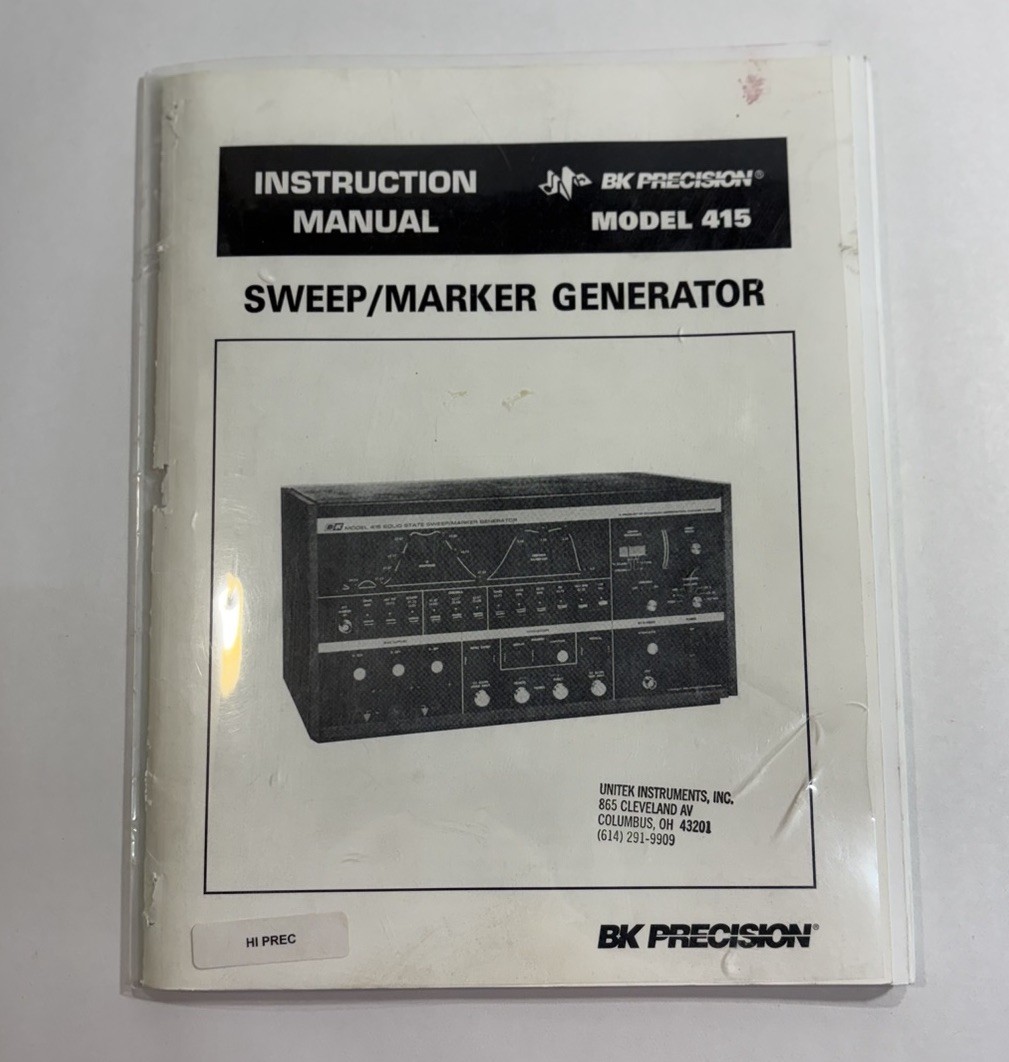B&K Precision Model 415 Solid State Sweep/Marker Generator User Manual Guide