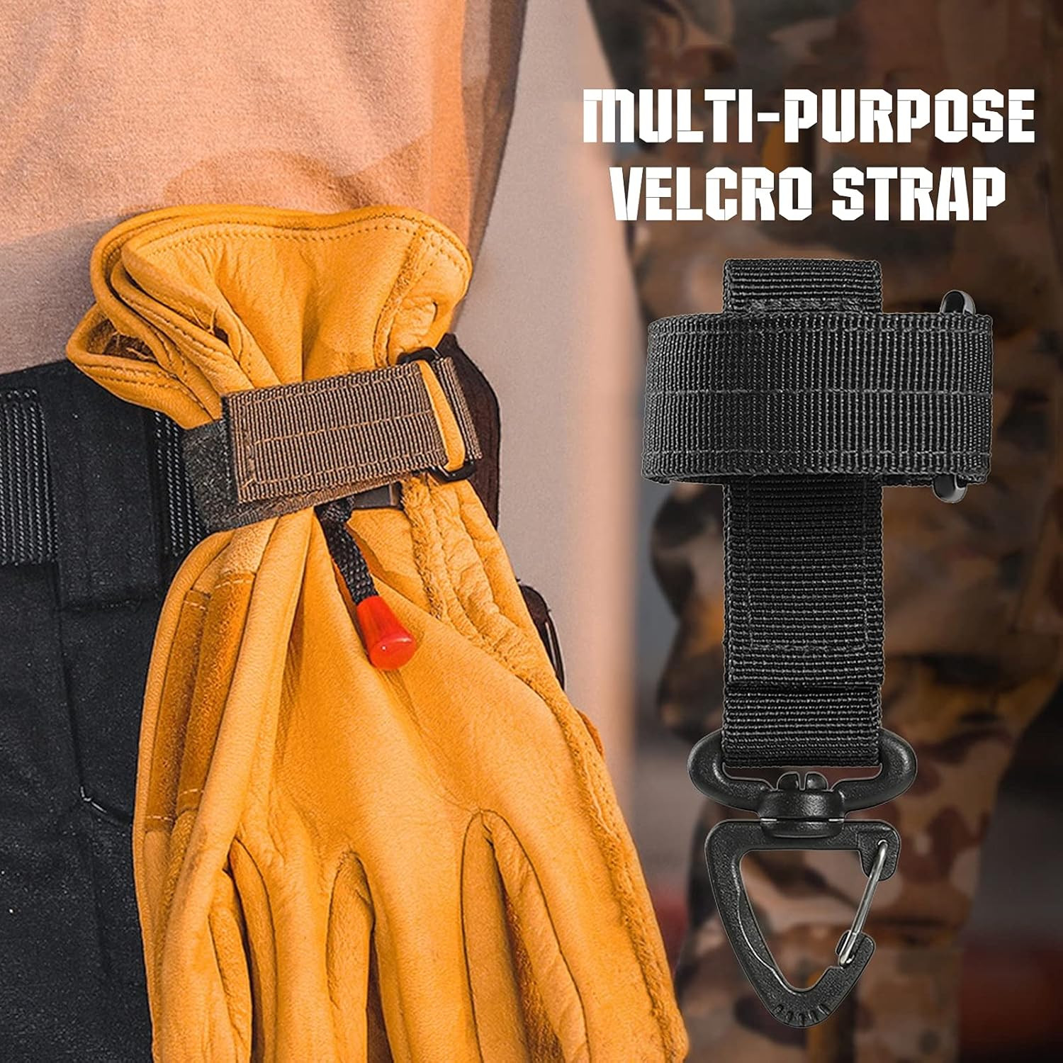 2x Tactical Gear Glove Holder Strap Molle Key Ring Keychain Nylon Gear Keeper Gl