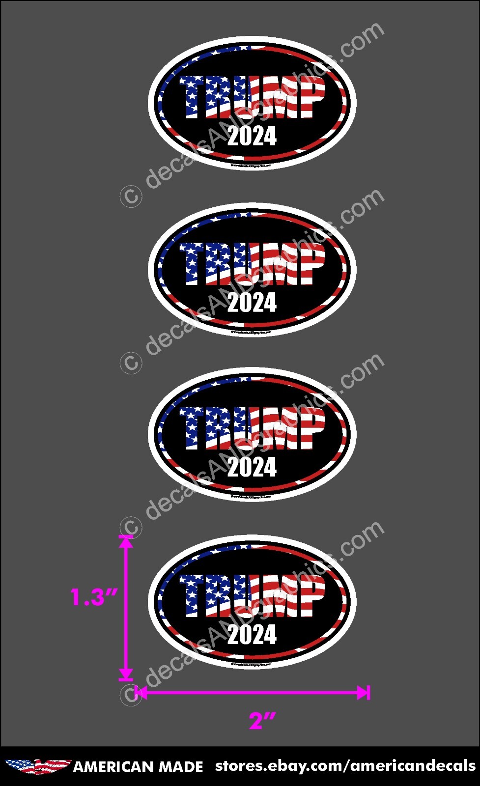 TRUMP 2024 MAGA HELMET STICKERS 4 PACK AMERICAN FLAG DECAL WINDOW BUMPER