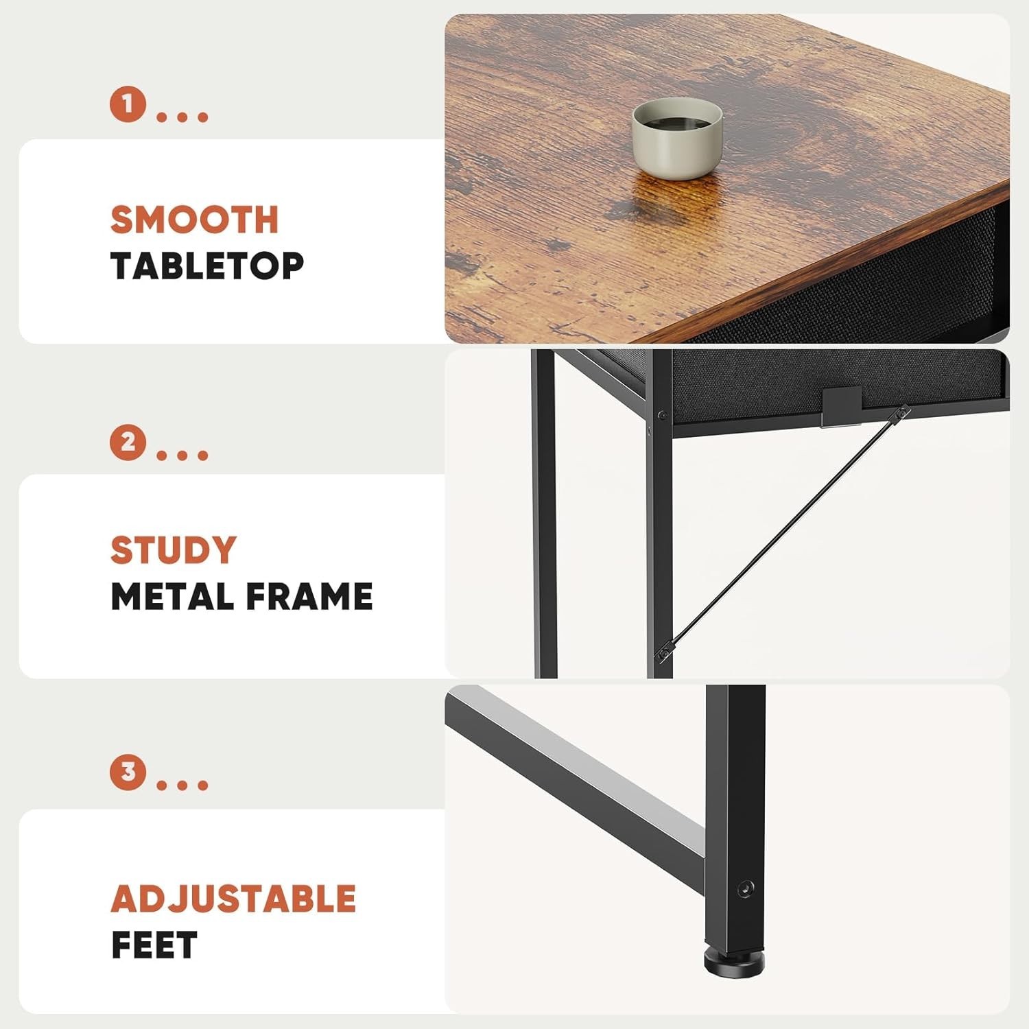 32 Inch Computer Desk with Drawers Small Writing Study Table Storage Bag Hook Br