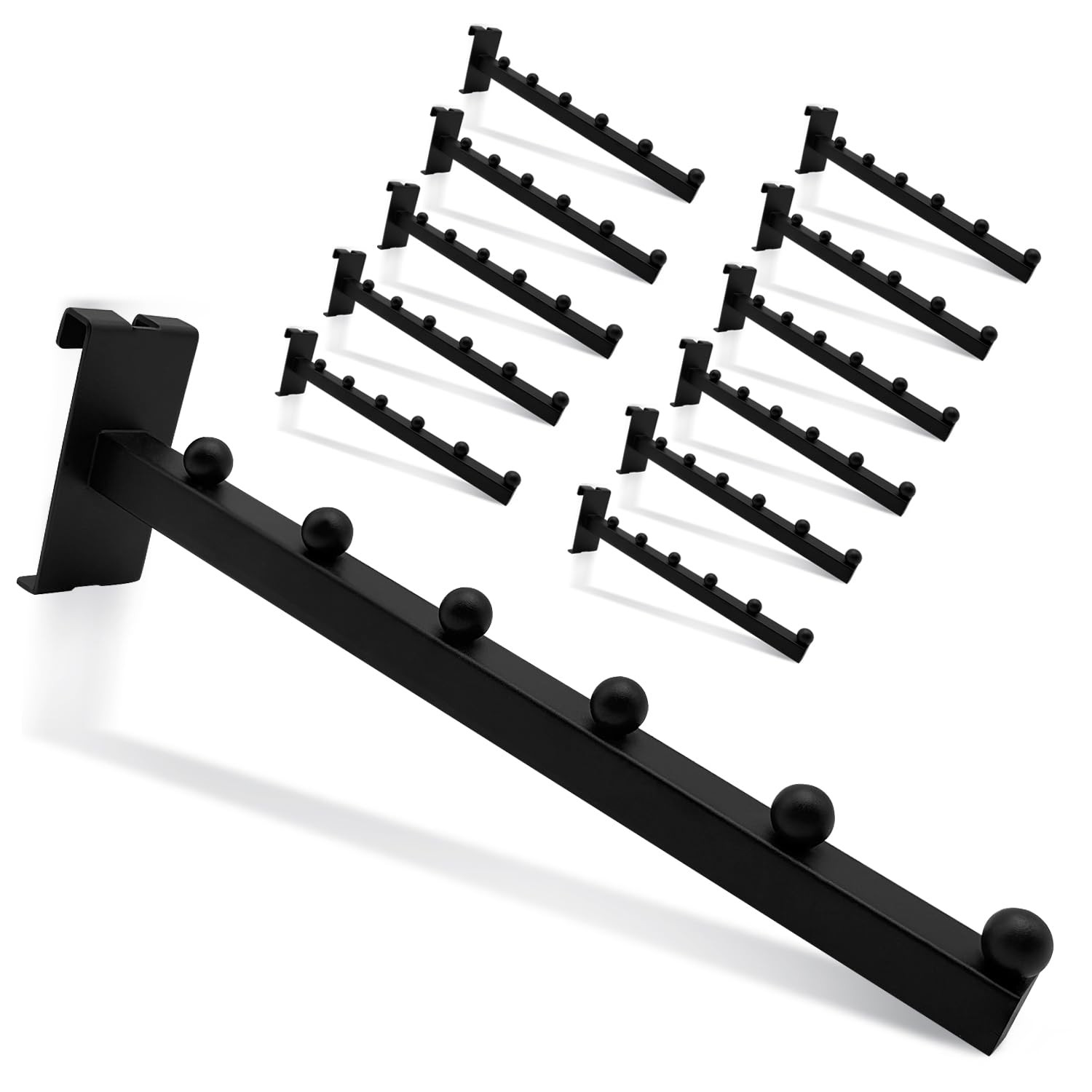 12 PCS Heavy Duty Gridwall Hooks Black 12 Inch 6 Balls Waterfall Clothing