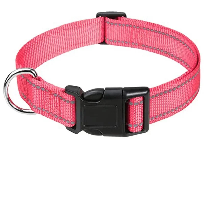 Reflective Dog Collar Strap with Adjustable Safety Nylon Pet Collar Pet Traction