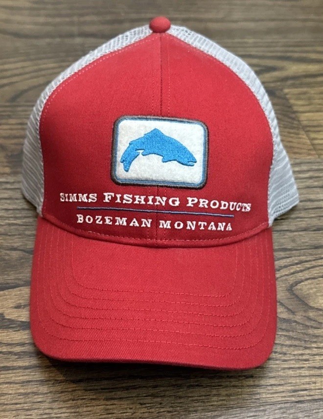 Simms Fishing Trout Trucker Cap Red -Black Underbrim - RARE Holiday Classic!
