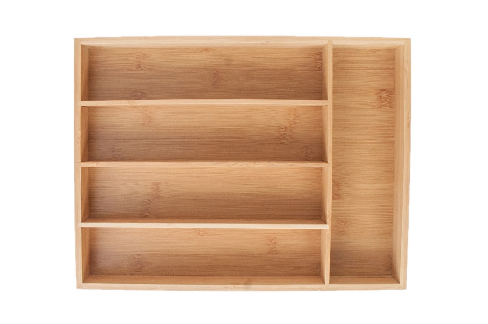 , Bamboo Drawer Organizer Kitchen Bath Vanity Office Crafts 5 Slot Compartmen...