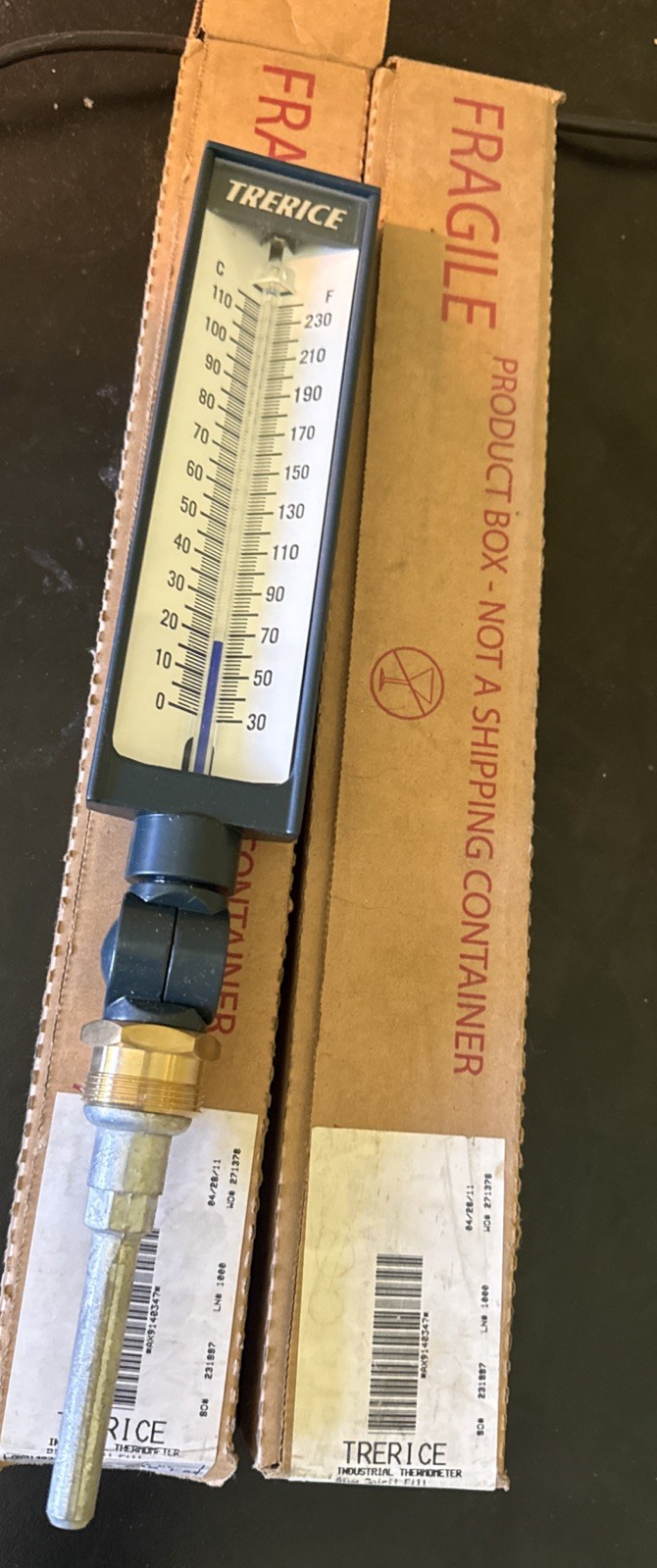 Lot x2 Trerice AX9140347 Industrial Thermometer 30 to 240 deg 3.5" Aluminum Stem