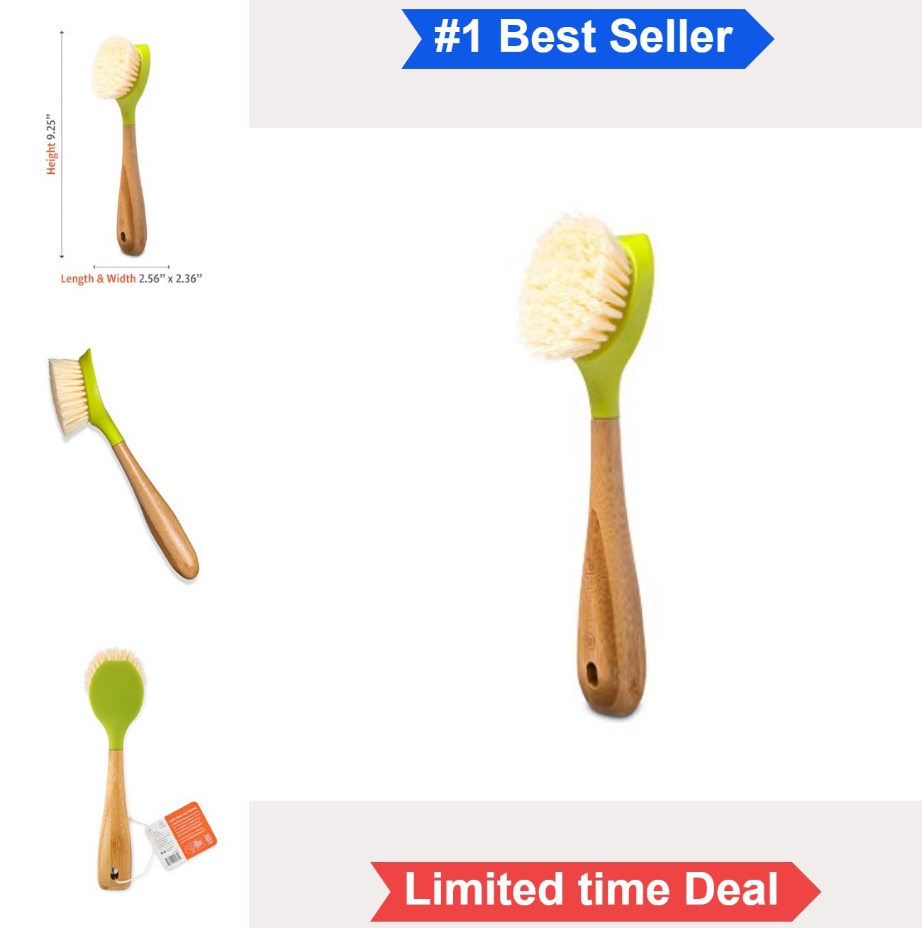 Dish Brush Bamboo Handle Recycled Plastic Bristles Eco Friendly Sustainable