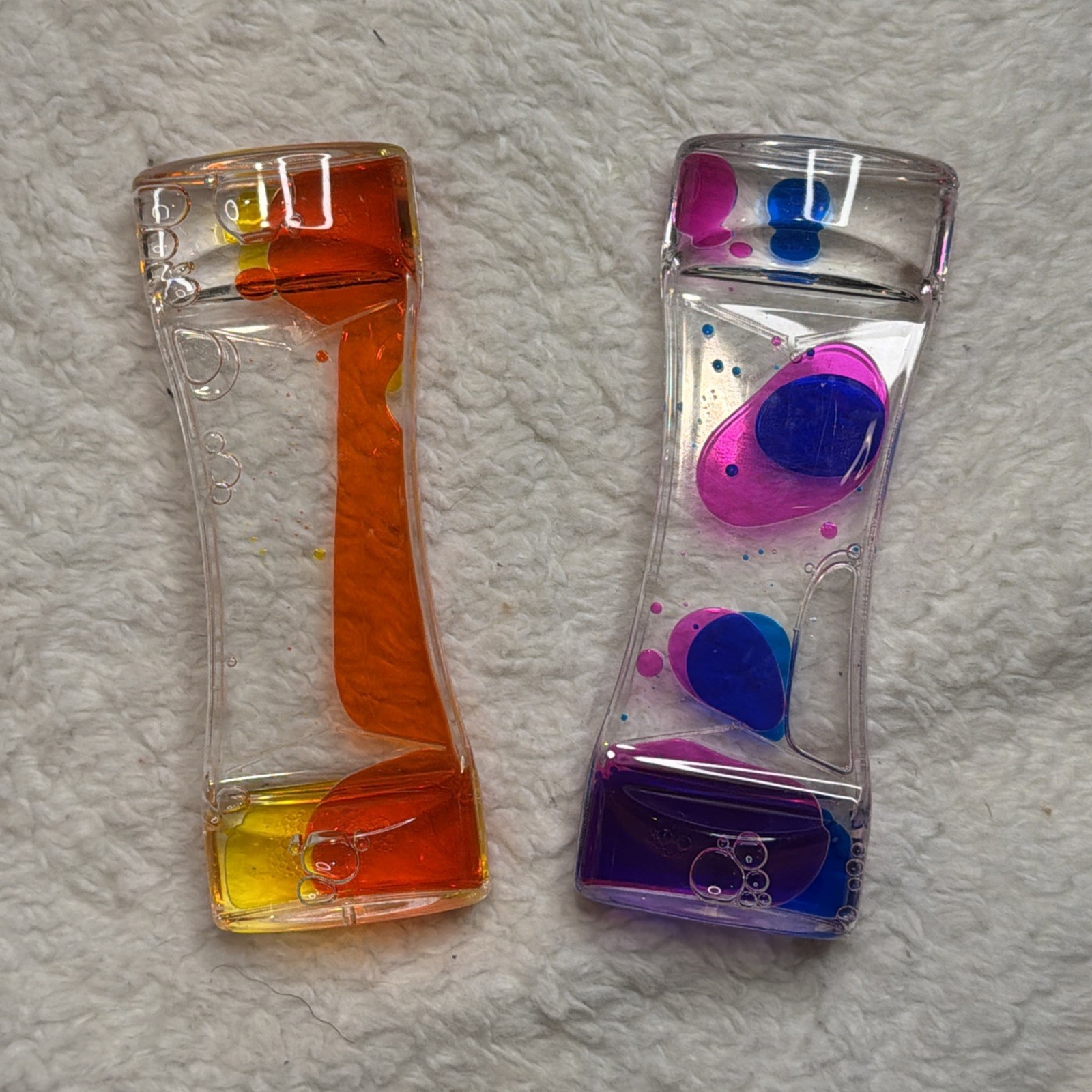 2pcs Oil Timer Liquid Motion Bubble Sensory Timer Toy Twin Colors Hourglass
