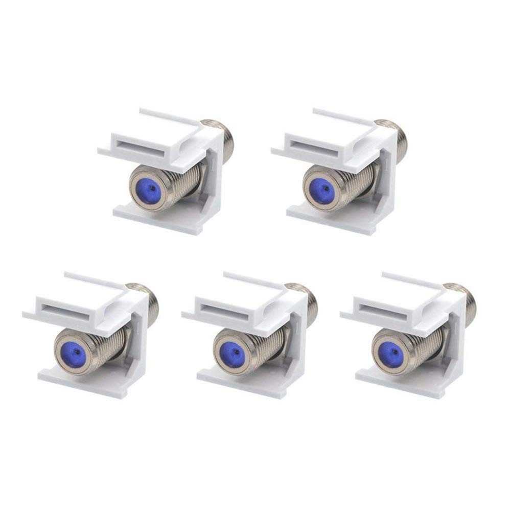 5-PACK - Keystone Jack Insert/Coupler Type: Coax F-Type 2.4Ghz HIGH SPEED White