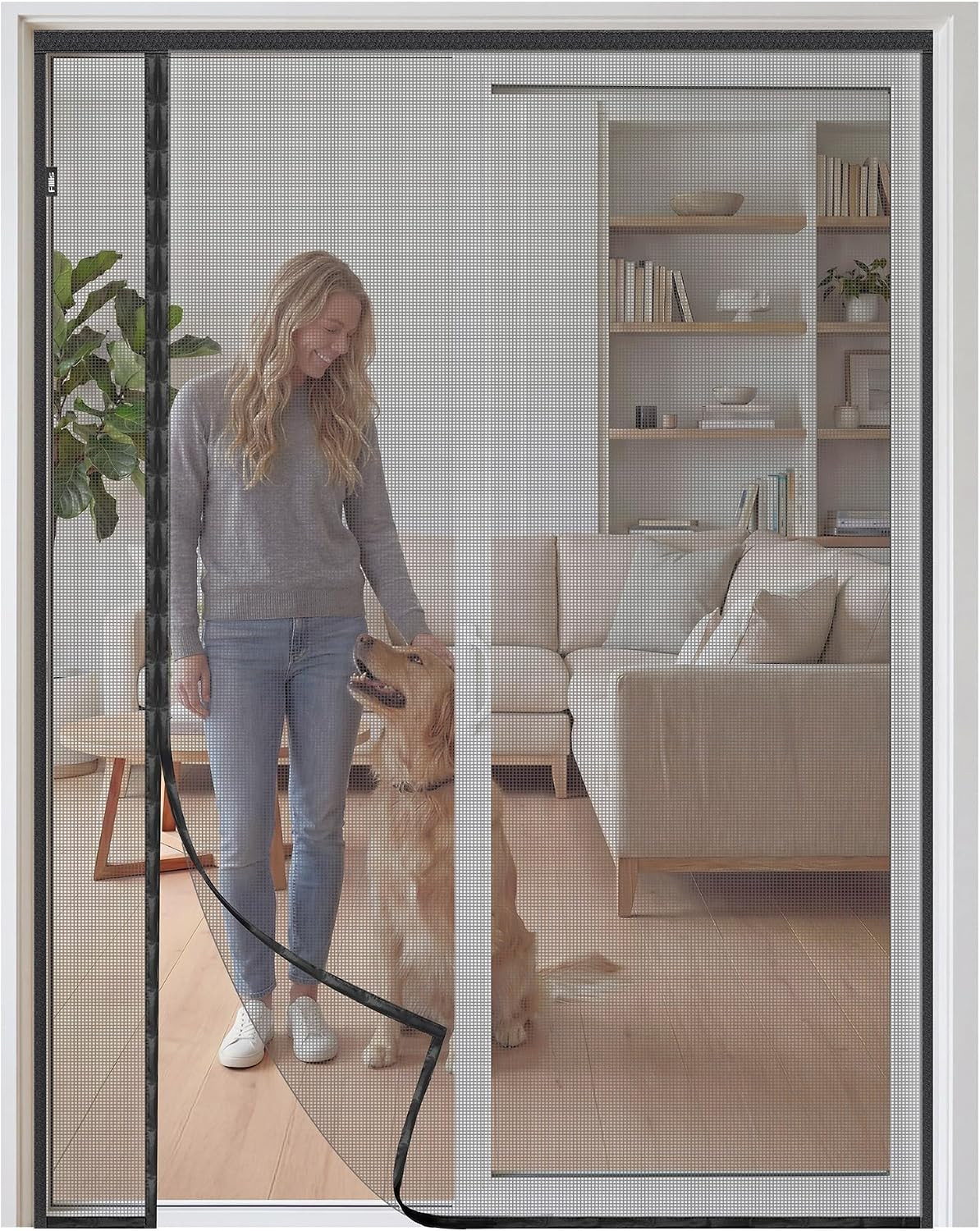 Reversible Side Opening Magnetic Screen Door for Double Door (72 X 80 Inch), Hea