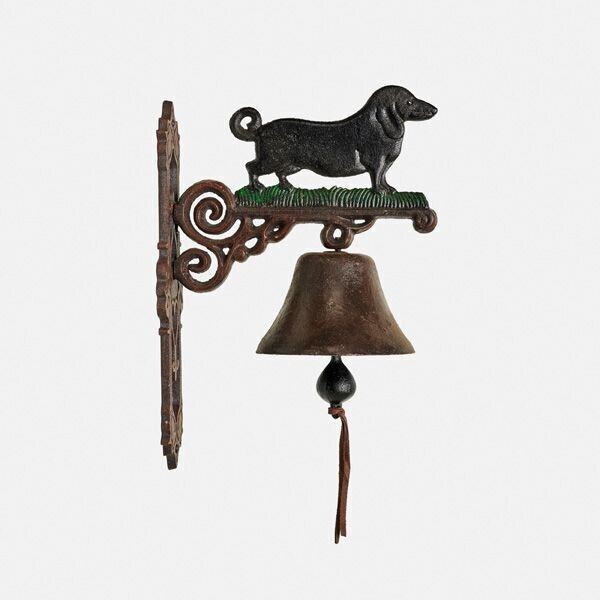 Cast Iron Dachshund Dog Bell Double Sided Sign 34 x 24 x 14cm