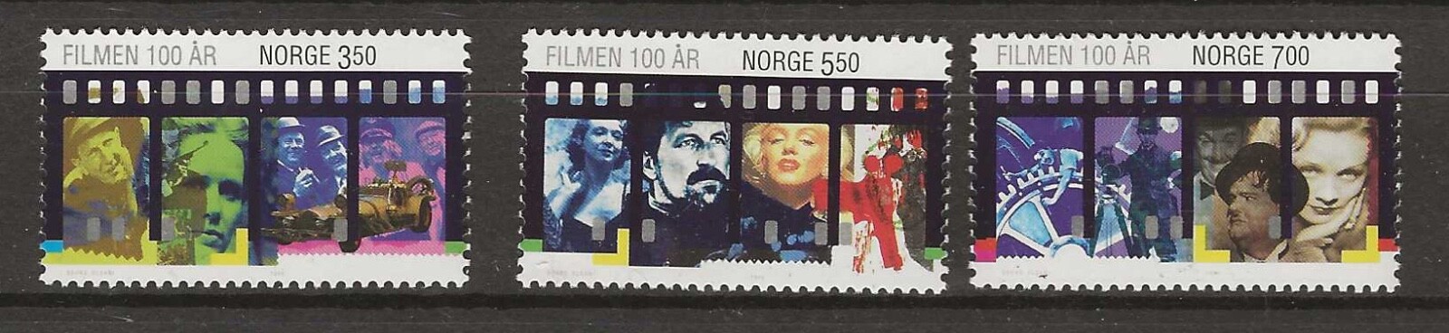 Norway 1996 NK 1264-66 SG 1245-47 Centenaries of Motion Pictures  MNH