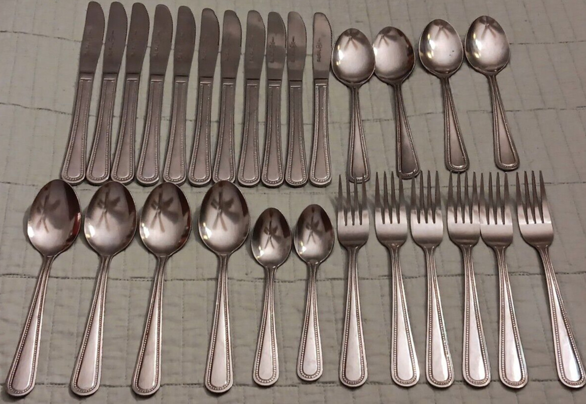 Lot Of 27 Daily Chef NSF Beaded Edge Mixed Flatware Lot