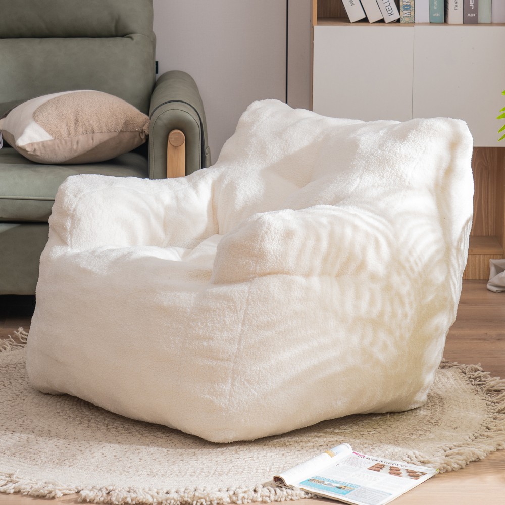 Modern Soft Teddy Fabric Tufted Foam Bean Bag Chair With Teddy Fabric Fashion