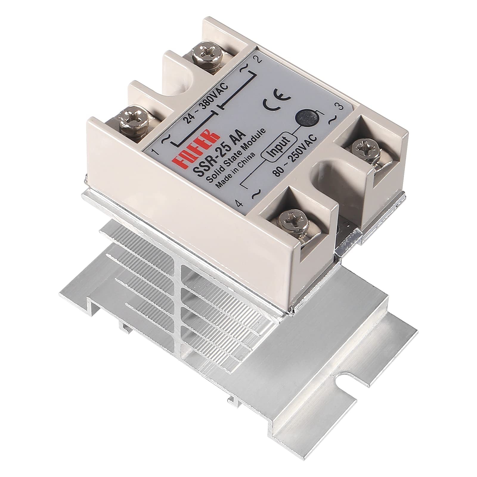 SSR-25AA Solid State Relay AC to AC 80-250V Input to 24V-380V Output with Hea...