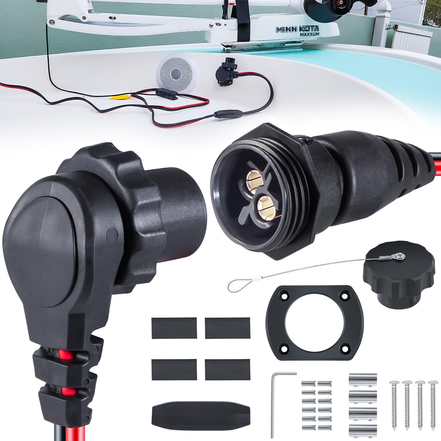 Minn Kota MKR-28 Male & Female Trolling Motor Connector with 8AWG 12V-48V Marine