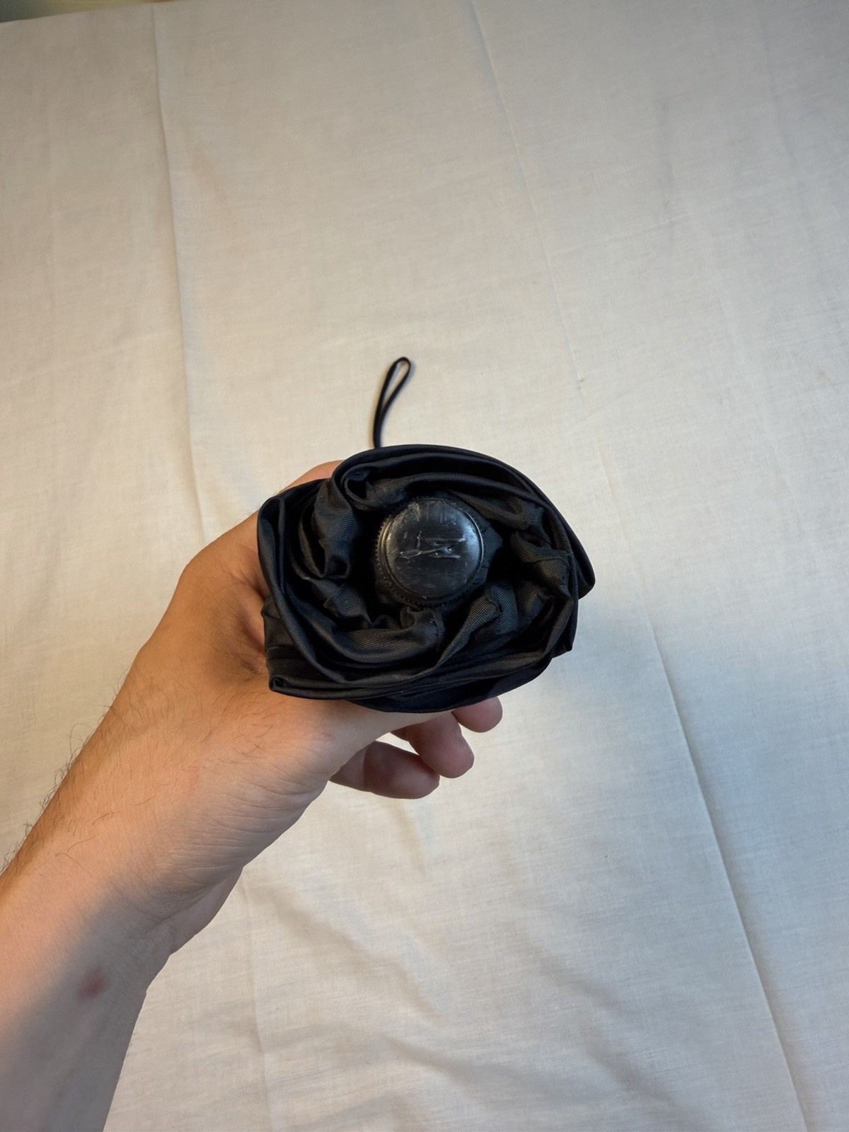 Black Solid Compact/Folding Umbrella for Unisex, 12 in Length
