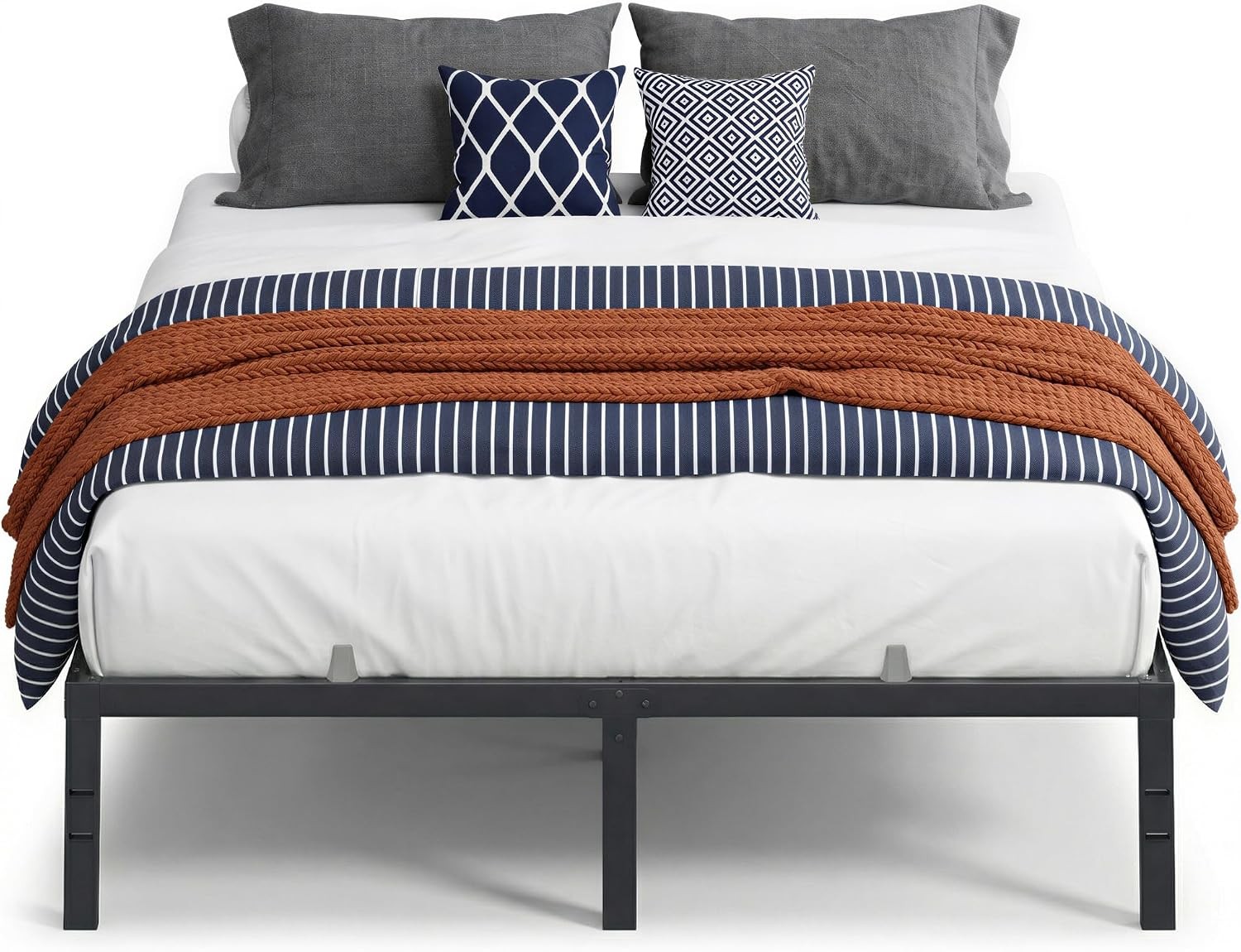 Queen Metal Bed Frame 14 Inches Tall 1100 lb Weight Capacity No Box Spring
