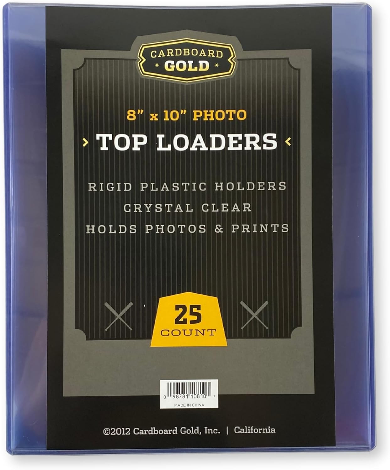 (25 Pack) Cardboard Gold 8x10 Top Loaders - Crystal Clear PVC Gold,