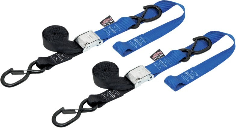Powertye 1.5" Cam Buckle w/safety-Latch Hooks & Soft-Tye Black/Blue (29623-S)