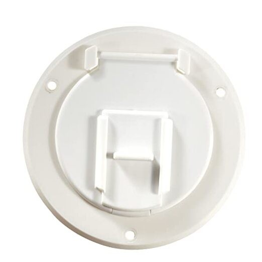 B120, Round Electrical Cable Hatch, Basic, Replaceable Lid, 4.3 Polar White