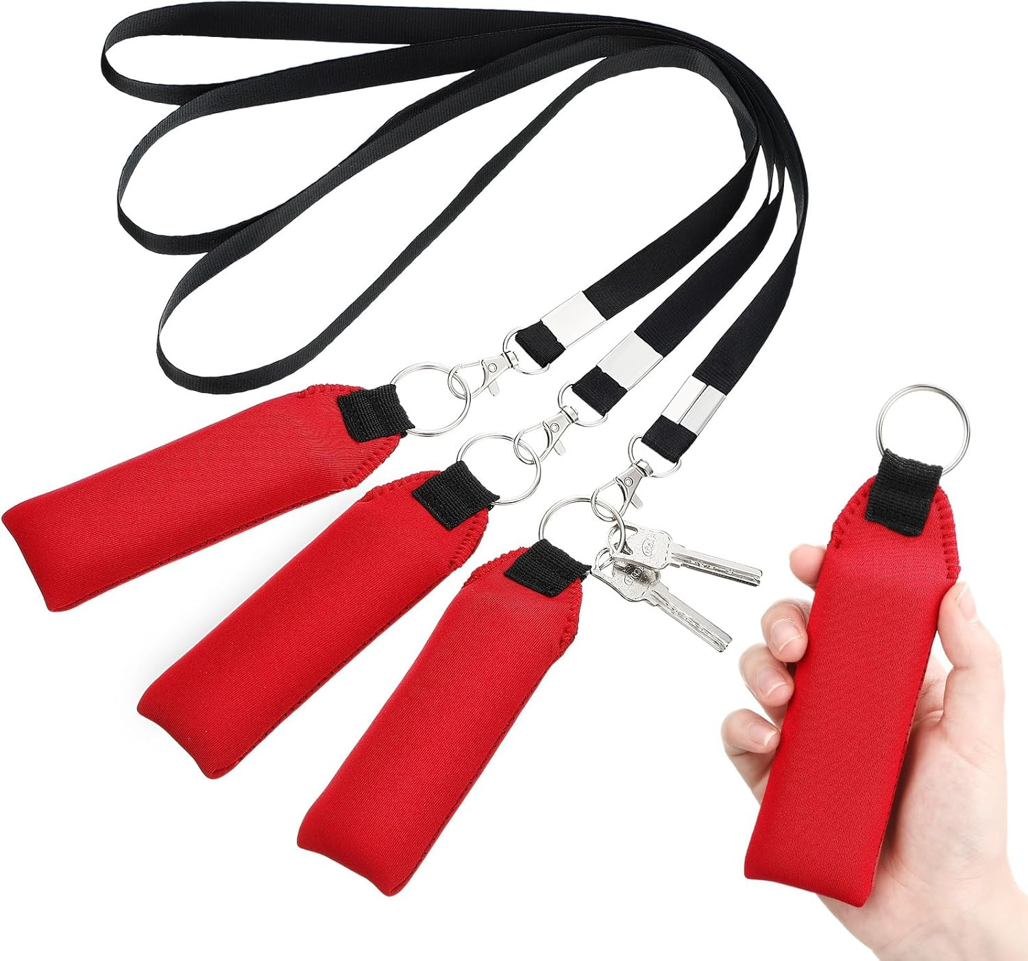 Floating Neoprene Boat Keychain, 3 Pack Key Chain and Lanyard, Floatable Foam Ke