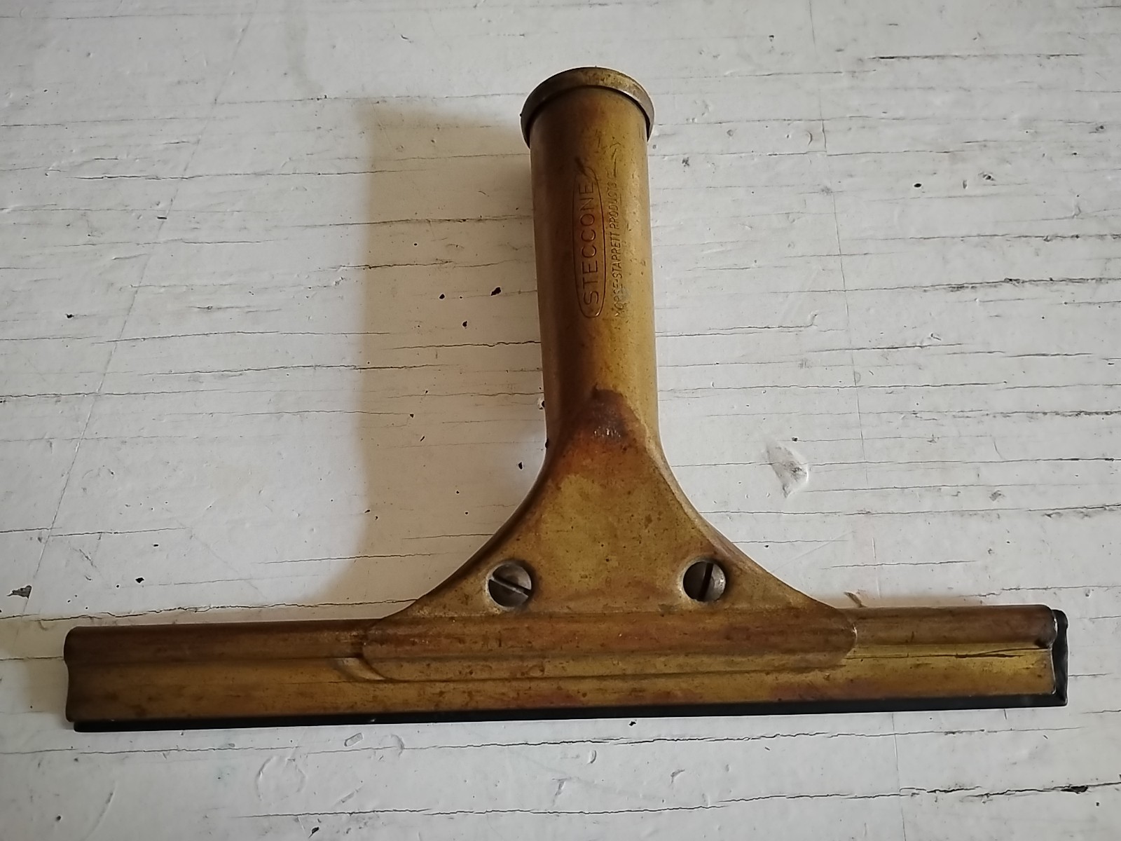 Vintage BRASS Window Squeegee 8"  Steccone Morse Starrett Products Co. USA