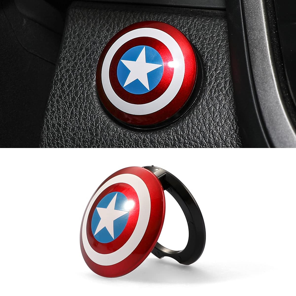 Car Engine Start Button Cover ABS Car Ignition Switch Trim Cover Captain Amer...