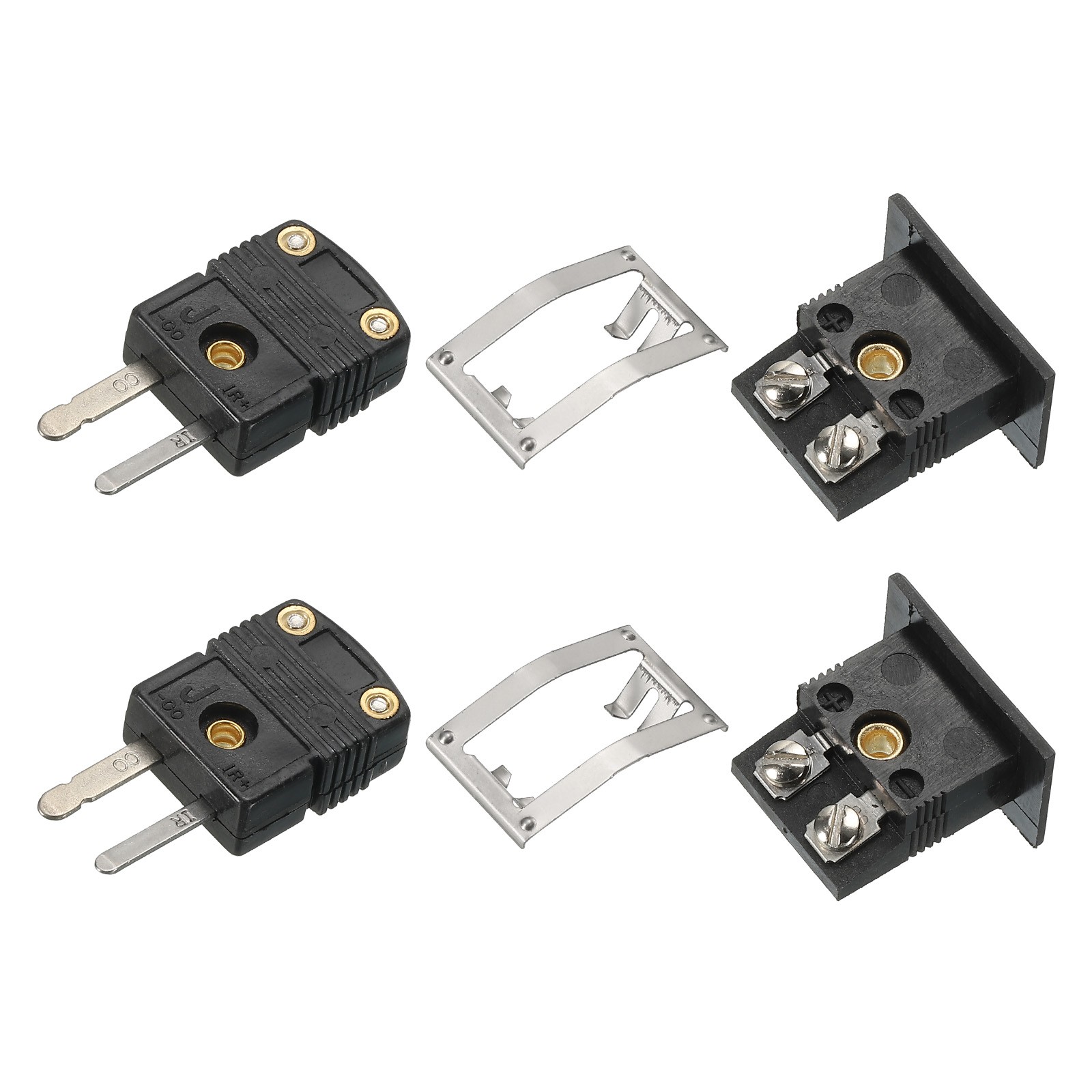 J Type Thermocouple Wire Connectors Male Plug with Panel Mount Mini Socket 2 Set