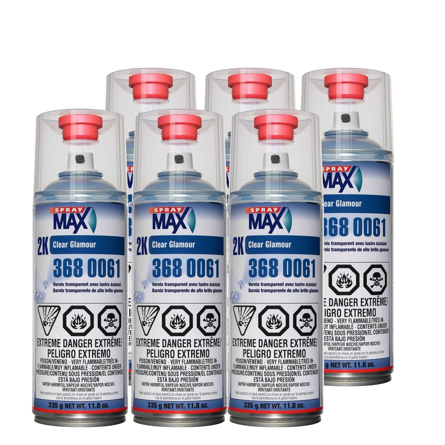 Spraymax 2K Clear Coat Aerosol Spray Cans - 6 Pack - High Gloss Automotive