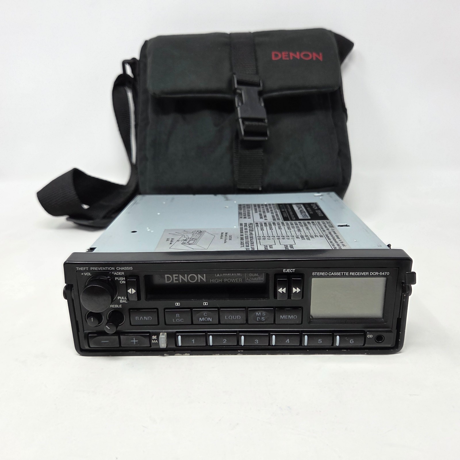 VINTAGE DENON DCR-5470 UNDER DASH HIGH POWER  STEREO CASSETTE RECEIVER W/ CASE