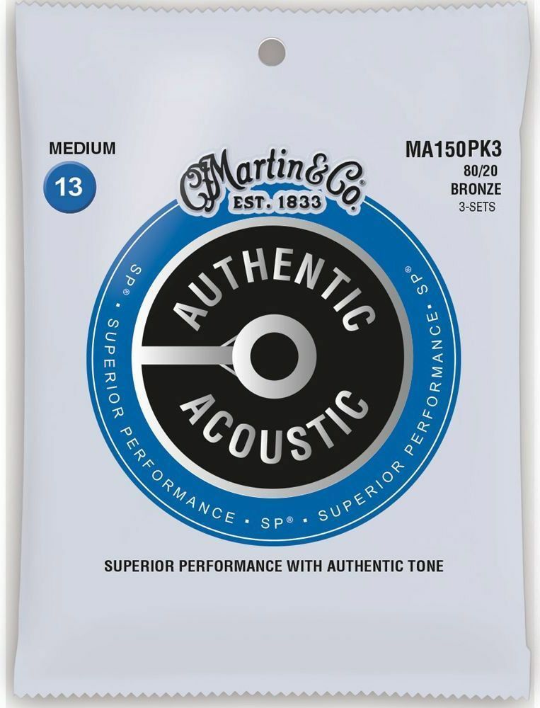 ** 3 SETS - MARTIN MA150 ACOUSTIC GUITAR STRINGS MEDIUM 80/20 BRONZE **