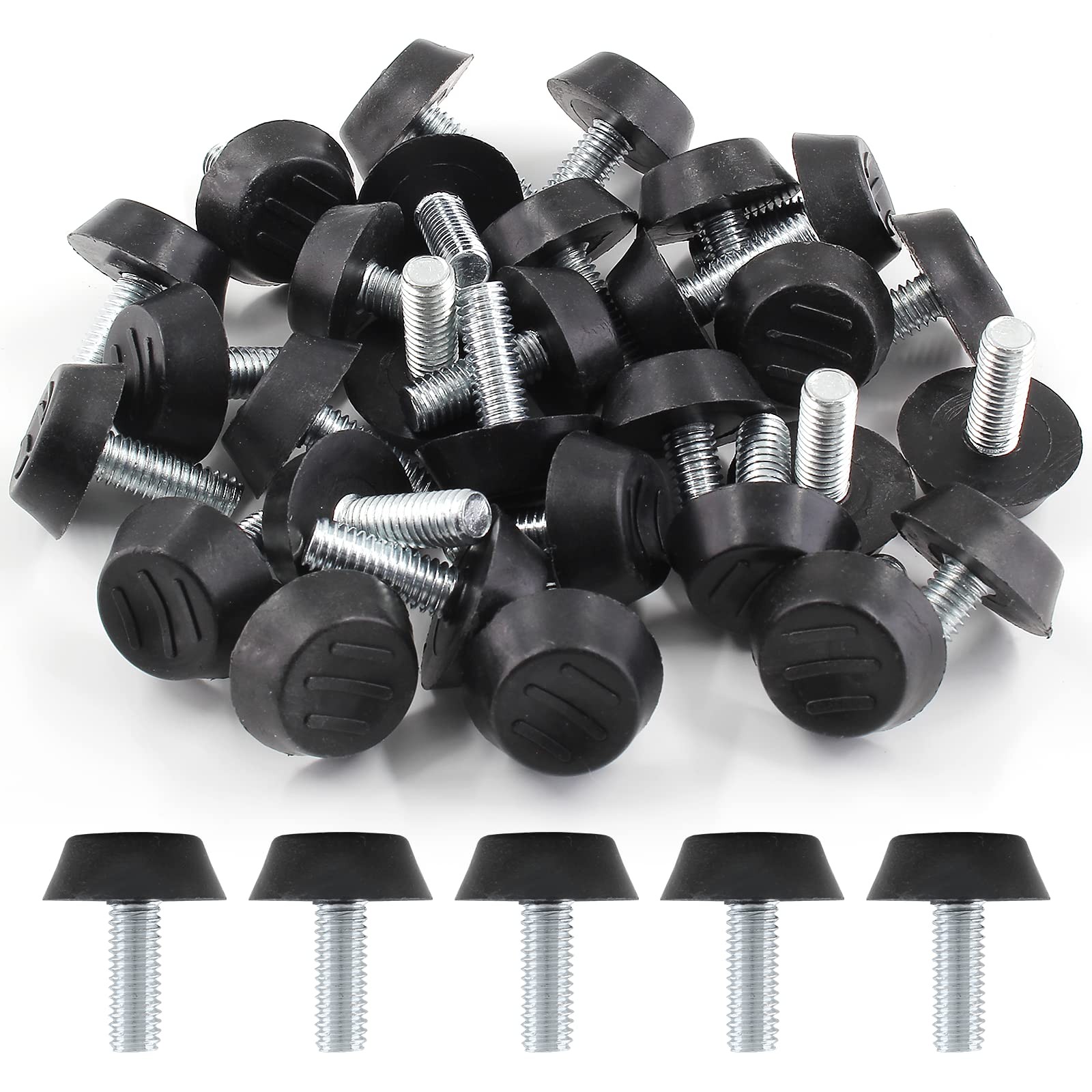 30 Pcs Screw in Threaded Furniture Adjustable Levelers, M6 Leveling Feet Pati...