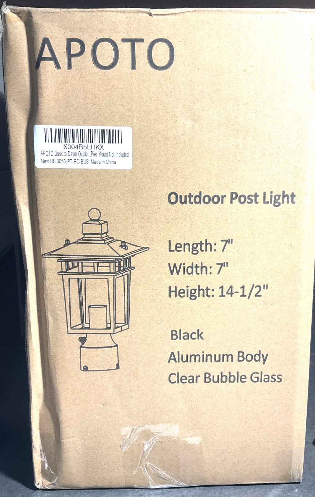 APOTO Dusk to Dawn Outdoor Post Light - Aluminum - Waterproof - SEE NOTES