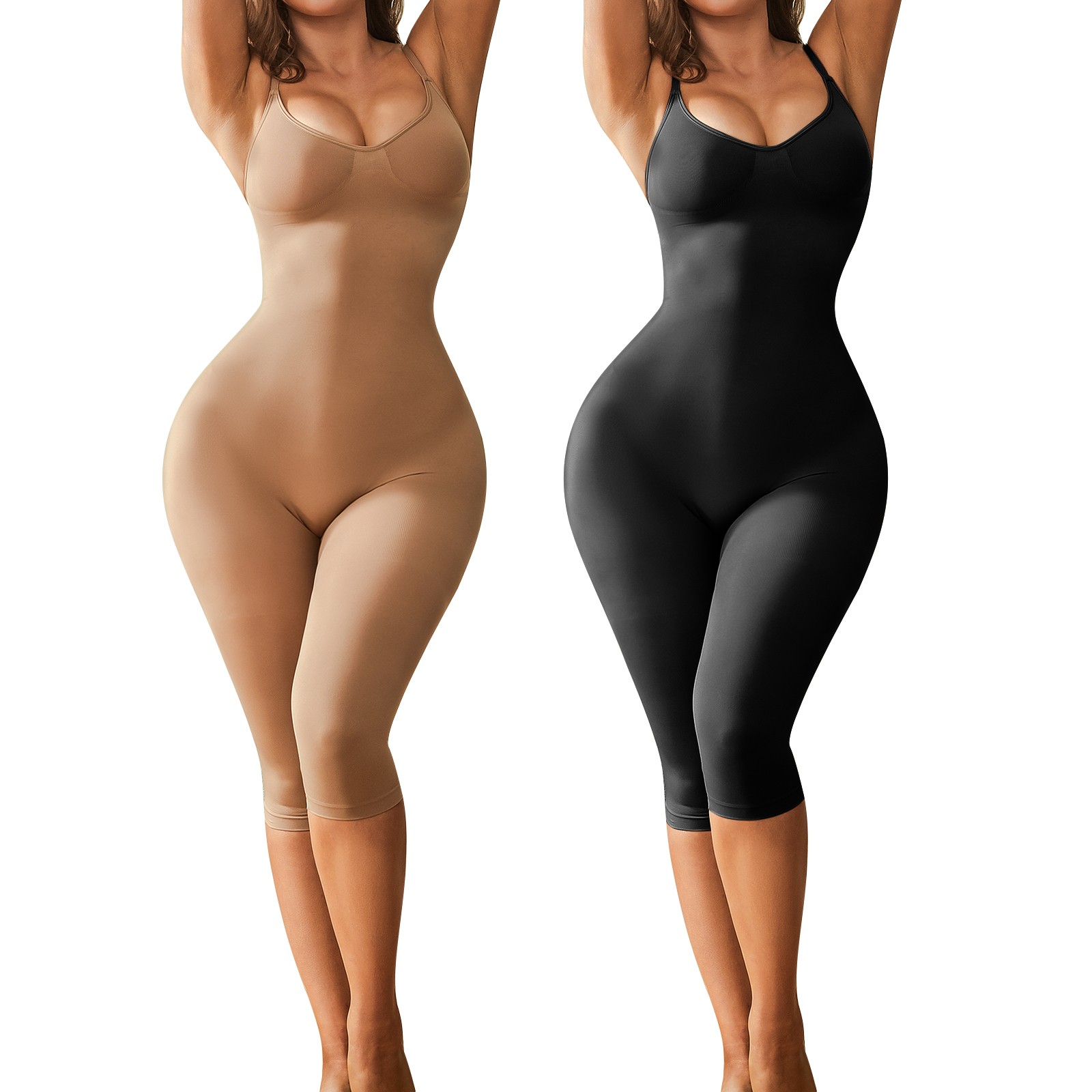 Women Tummy Control Bodysuits Full Body Suit Shapewear One Piece Capri Jumpsuits