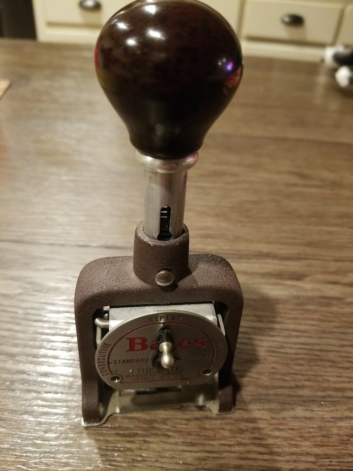 Bates Vintage Numbering Machine Stamper 6 Wheel Style E
