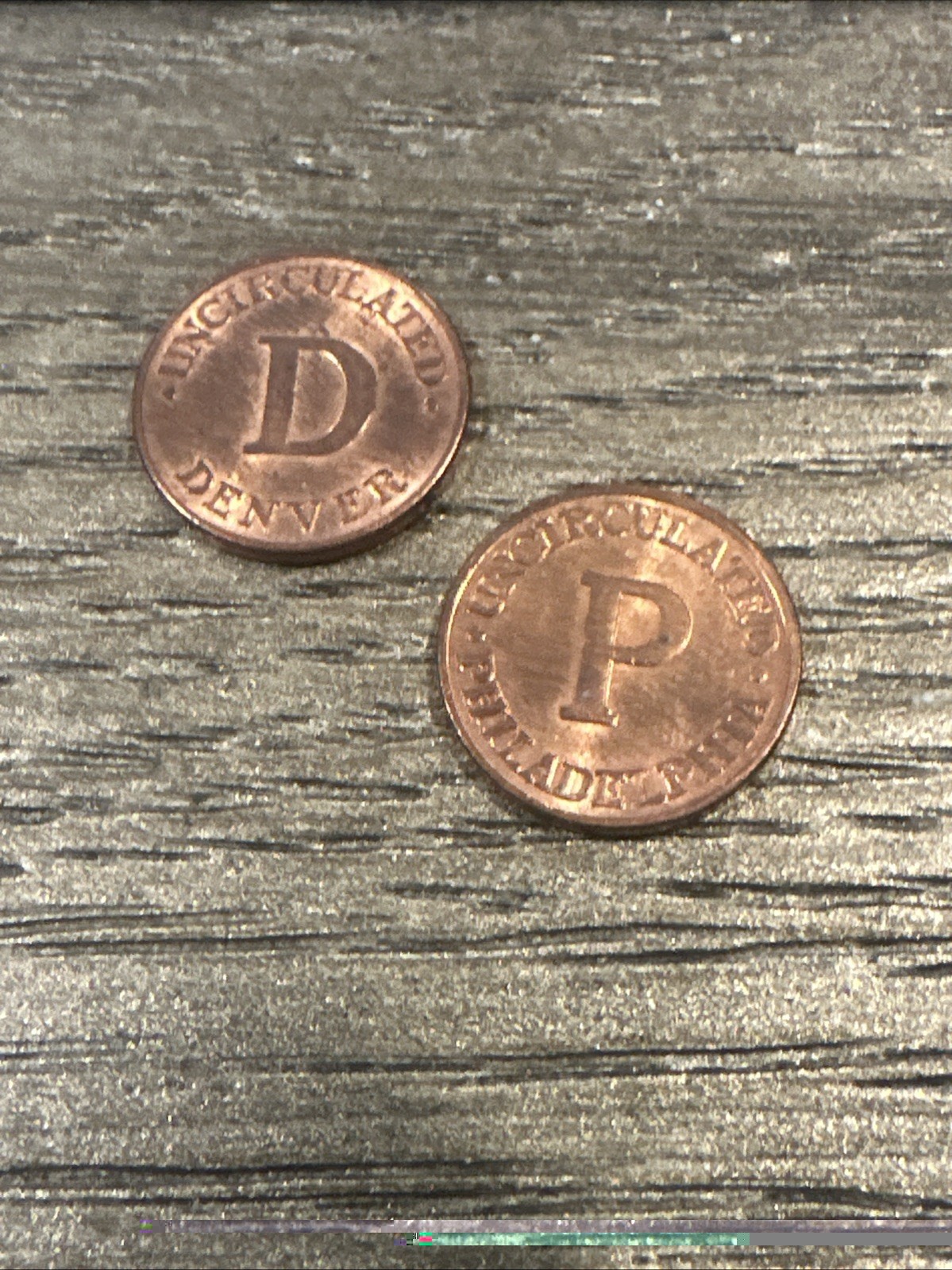 U.S. Mint Souvenir Token Set P & D Uncirculated Treasury Department Coins Pair