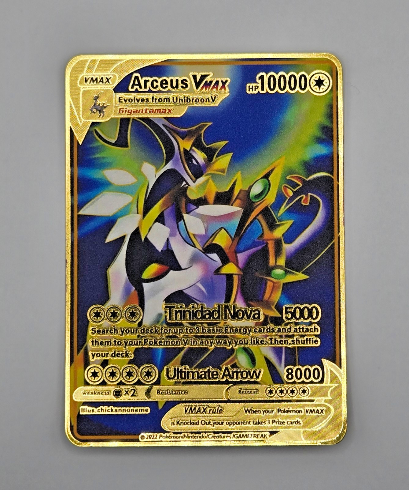 Arceus VMax Gold Metal Card Collectible Gift Display