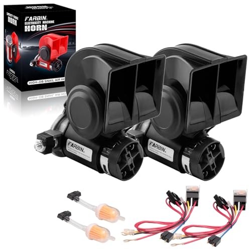 Air Horn for Truck,Compact Electric Train Horn,Car Horn 12v black horn 2pcs