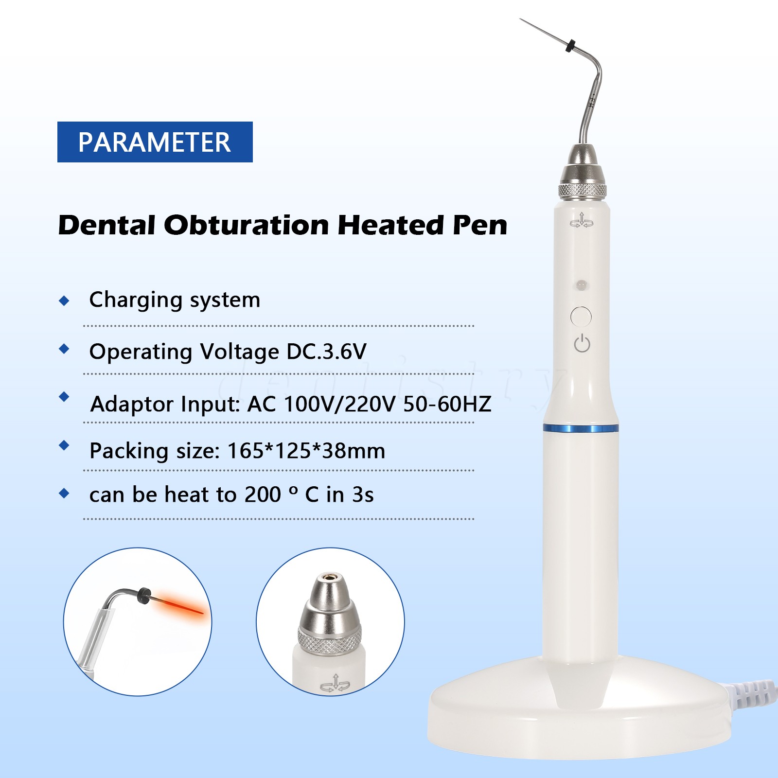 Dental Cordless Gutta Percha Obturation System Heated Pen