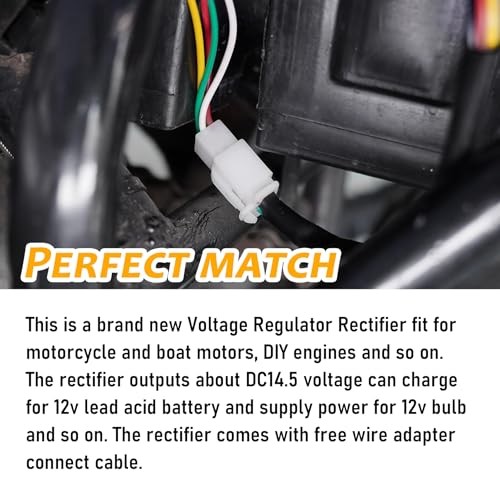 Rectifier 4 Wires Voltage Regulator Compatible with Motorcycle Boat Motor Pump