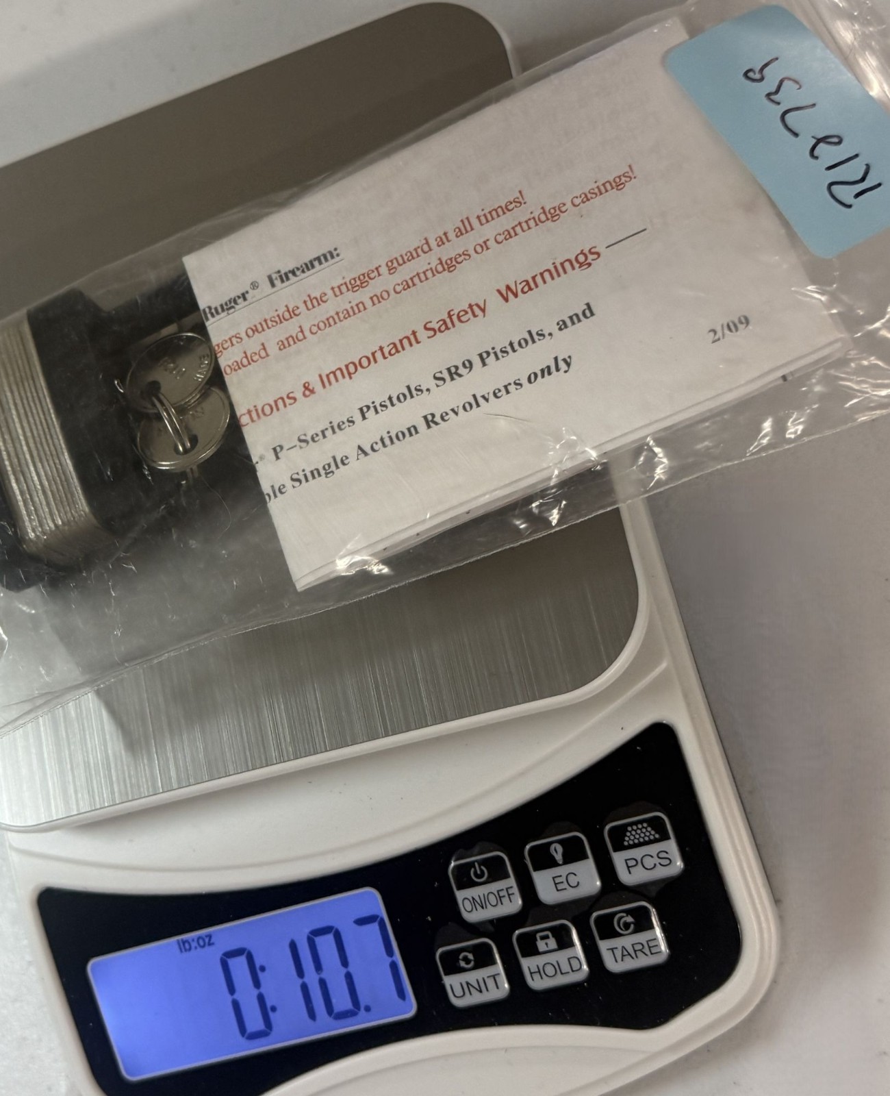 Ruger 5050 Key-Operated Firearm Lock with Instructions & 2 Keys