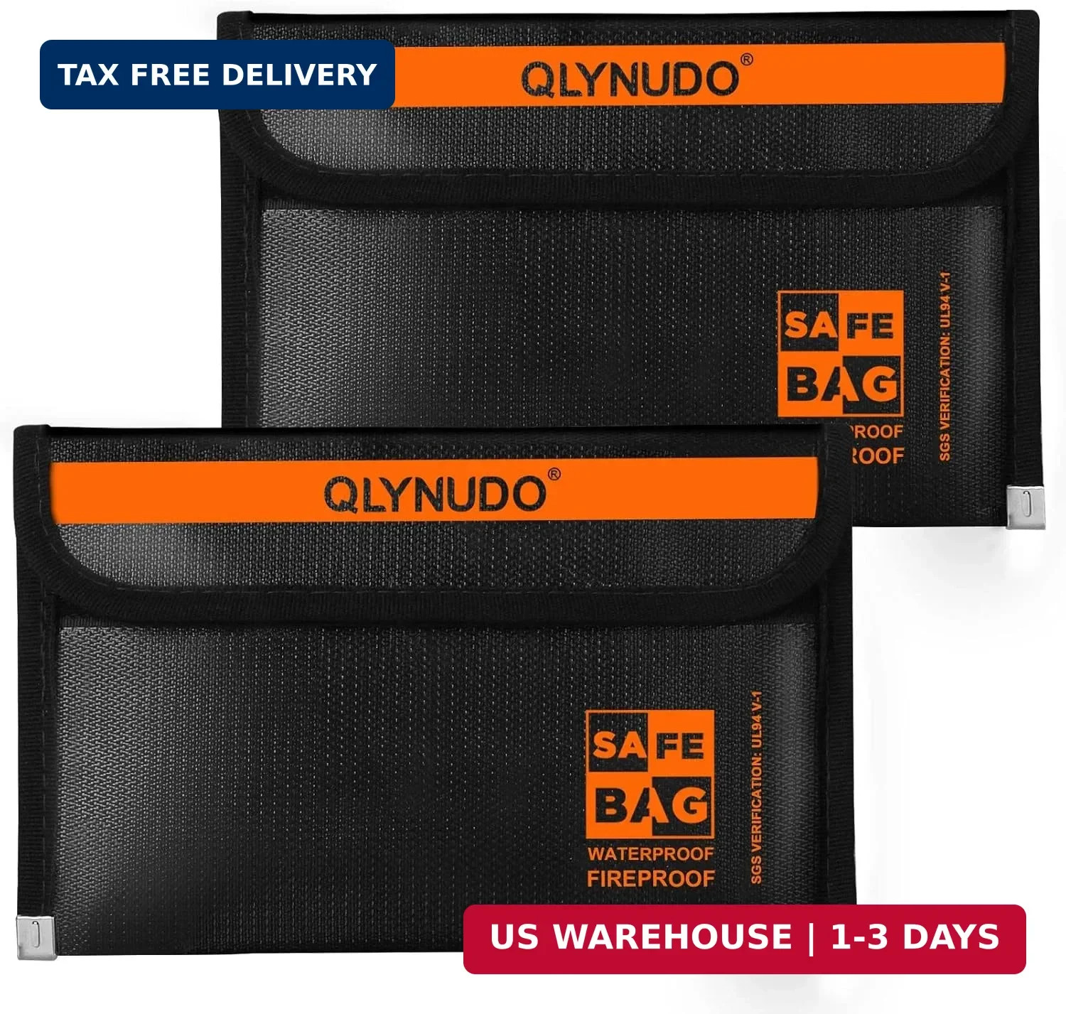 Fireproof Money Bag for Cash (2 Pack, 8x5"), Waterproof Document Pouch for Trave
