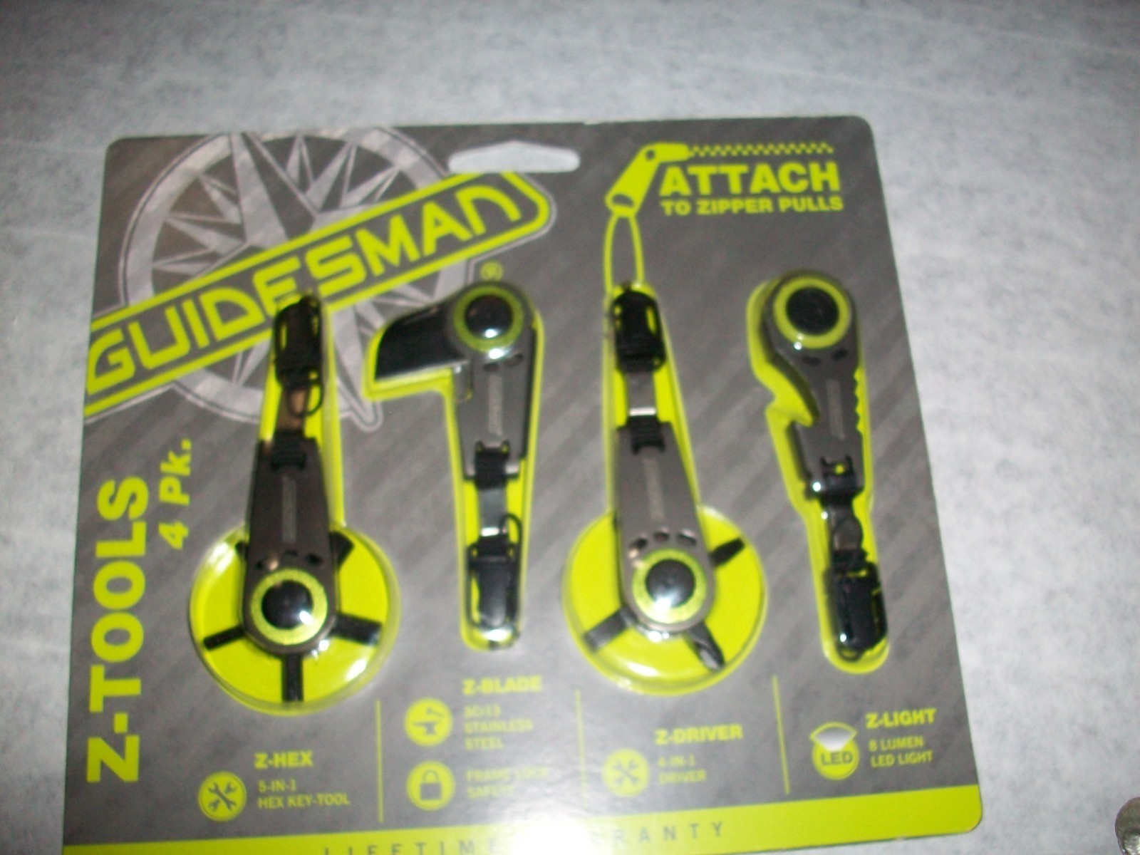 NEW - Guidesman Z-Tools Set Hex Blade Driver Light Attach to Zipper Pull Ztools