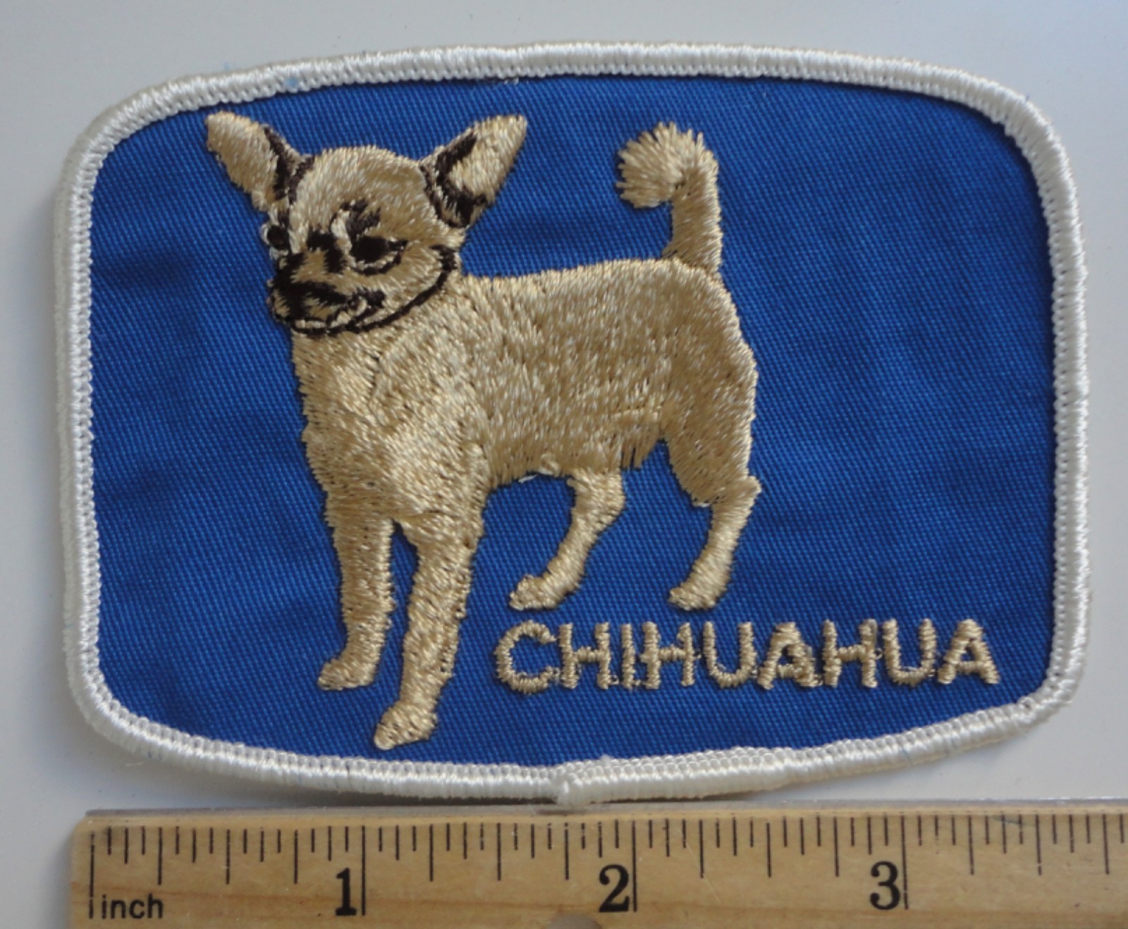 Vintage CHIHUAHUA Dog Show Breed Embroidered White Border Patch New Old Stock