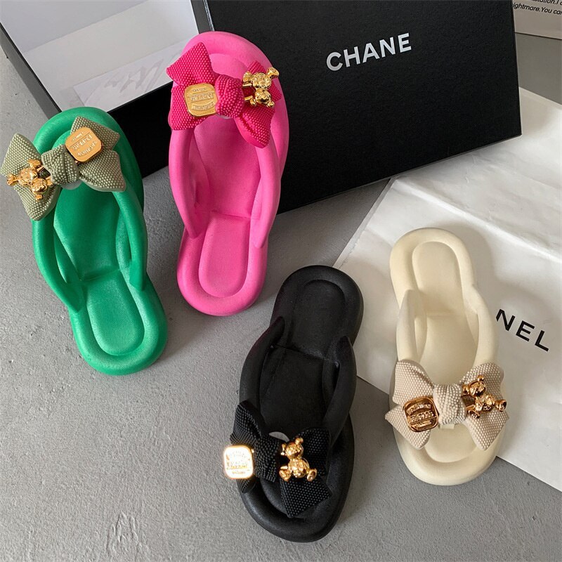 Summer Women Slippers Fashion Bowknot FlipFlops Beach Shoe Non-slip EVA Slippers