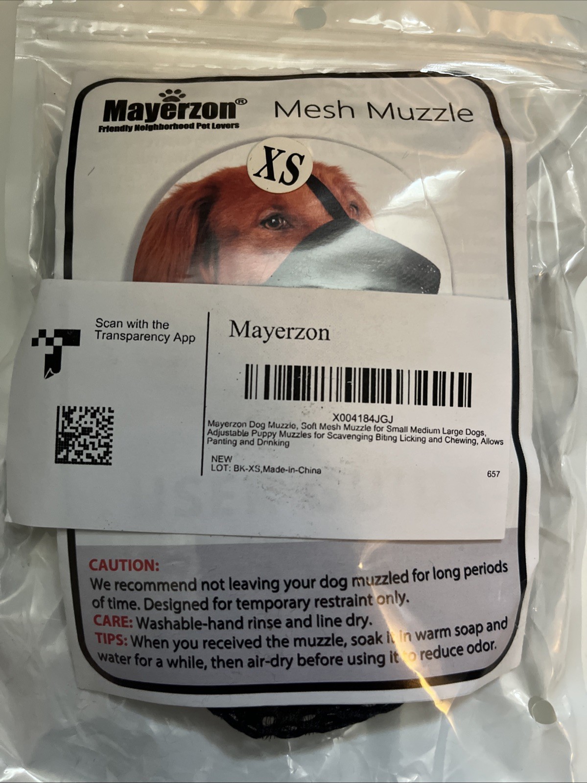 Mayerzon Dog Mesh Muzzle XS brand new in original packaging
